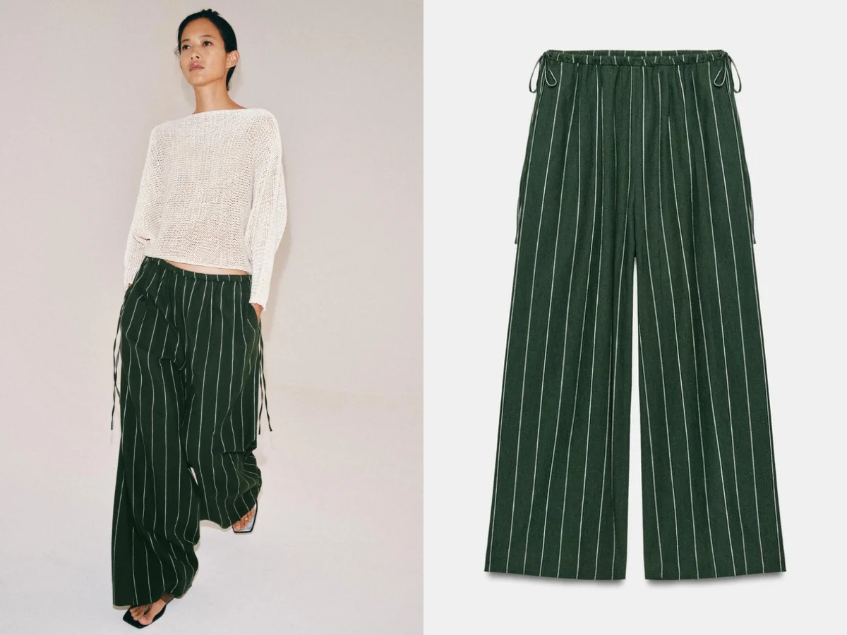 ZARA ZW COLLECTION 亞麻條紋長褲，NT. 2,290