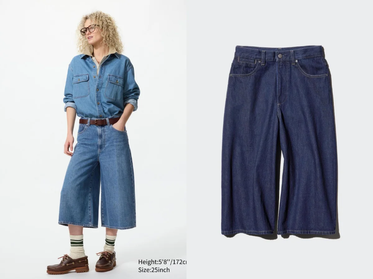 牛仔寬褲，UNIQLO特價NT.1,290；原價NT.990