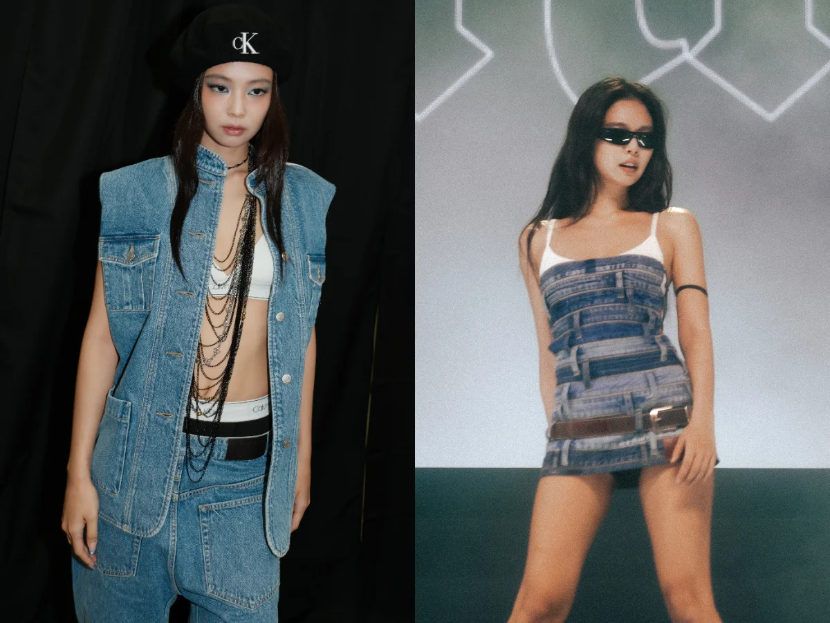 JENNIE牛仔褲穿搭公式！短上衣X牛仔寬褲秀「神級臀腰比」，東京開唱CK訂製把褲頭變洋裝
