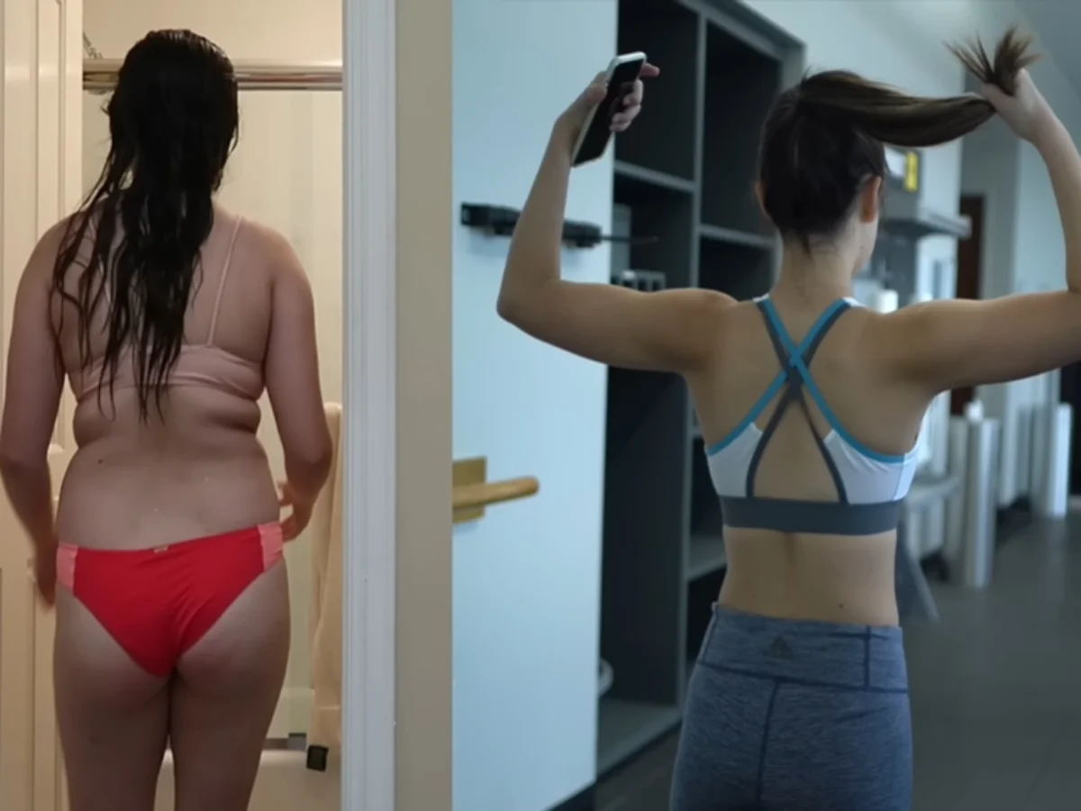 運動瘦身前後姿態比較。（圖／翻攝自YT@Alivia D'Andrea）