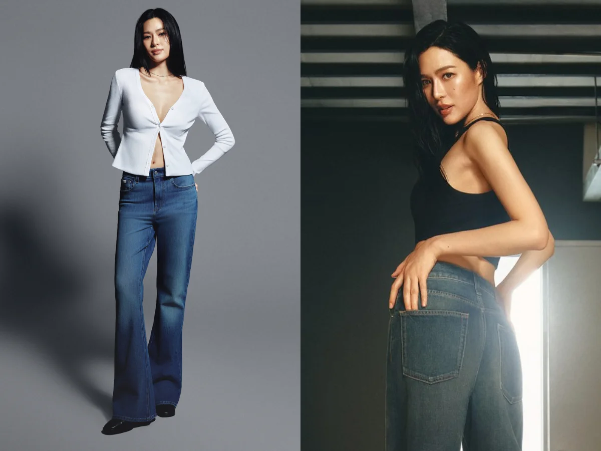 鄺玲玲真的是「最會穿牛仔褲」的女生！針織外套X喇叭褲性感高級，CK牛仔褲配黑靴太帥