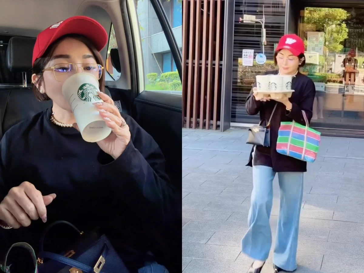 王彩樺買星巴克引來品牌夢幻聯動！愛馬仕mini Kelly配「台灣LV包」關穎也愛揹