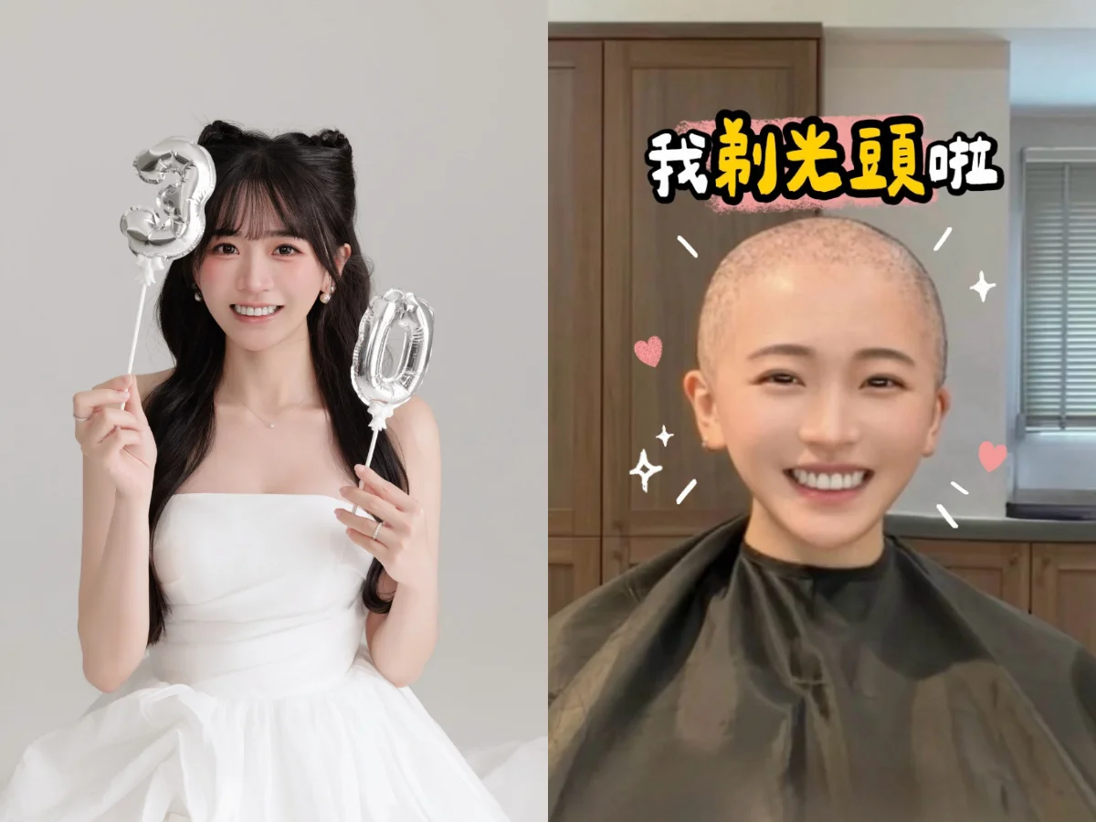 30歲語謙抗乳癌化療頭髮「大把狂掉」！忍痛剃光頭泛淚：真的留不住了