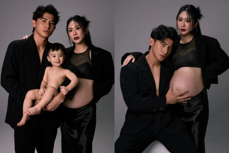 陳傑憲曬老婆「孕婦寫真」!一家三口All Black帥翻、最美孕婦Hailey「西裝外套+Bra Top 」辣度爆表