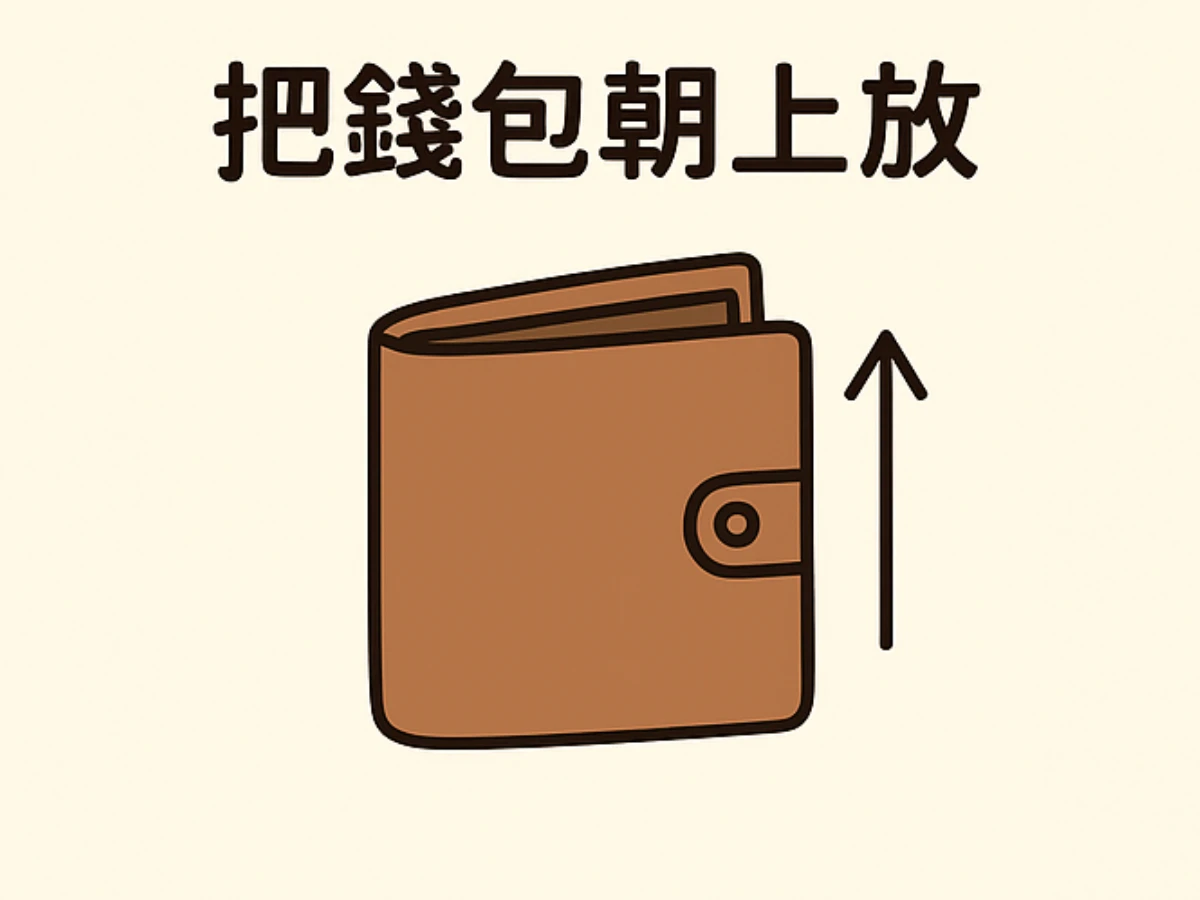 4.把錢包朝上放