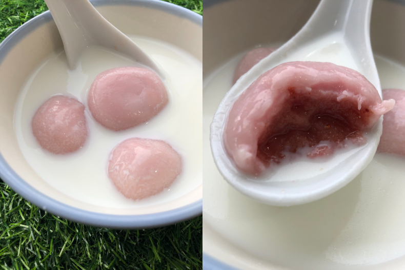 可以吃的粉紅泡泡！粉嫩「草莓煉乳湯圓」狙擊少女心，酸甜滋味又戀愛了