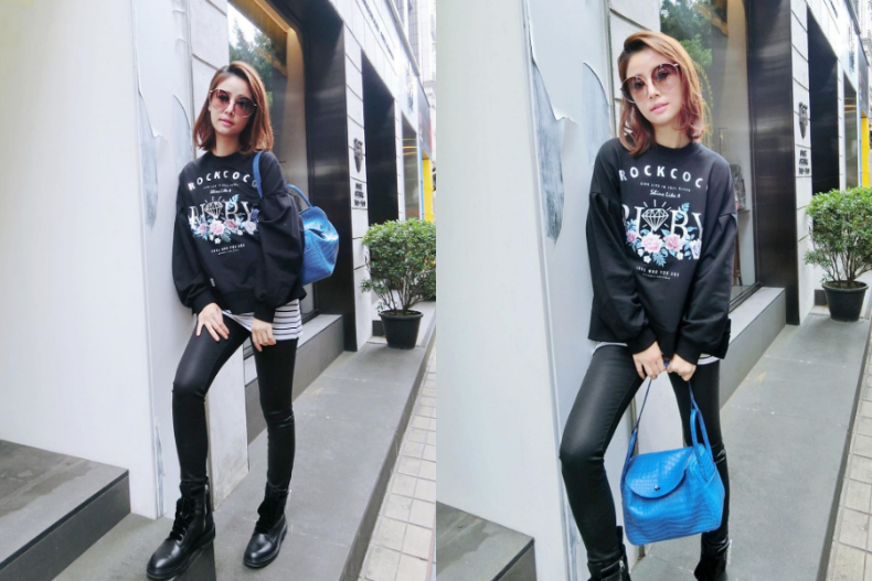 Oversize衛衣X貼身皮褲 - Oversize衛衣X貼身皮褲.jpg 趕快筆記!「視覺系少女」林心如穿搭秘訣曝光:買衣只選這款式
