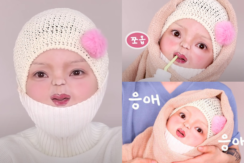 正妹YouTuber超逼真「嬰兒仿妝」登熱搜!網友嚇壞:好像「嬰兒版白冰冰」