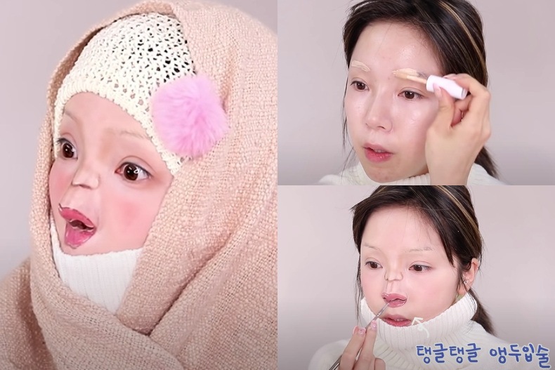 正妹YouTuber超逼真「嬰兒仿妝」登熱搜!網友嚇壞:好像「嬰兒版白冰冰」