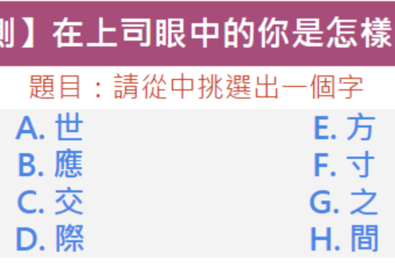 一字看穿上司眼中的你是什麼樣子！選「這字」深受上司喜愛，下個升官就是你