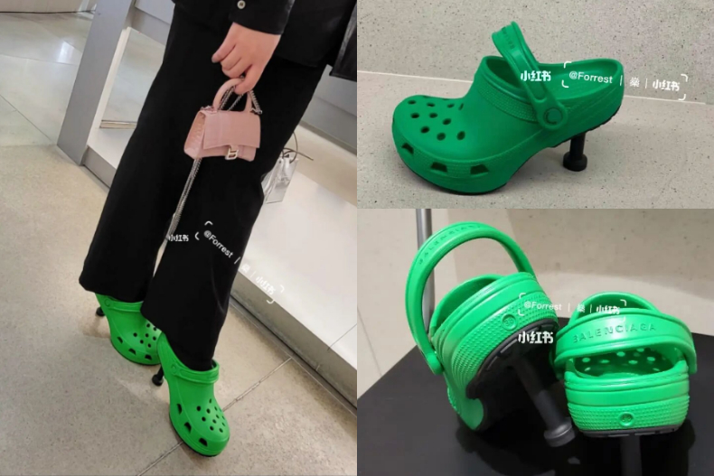 ▲小紅書網友試穿BALENCIAGA洞洞高跟鞋