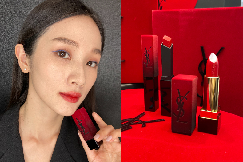 ▲YSL奢華緞面絨霧唇膏、YSL奢華緞面唇膏各NT.1,380