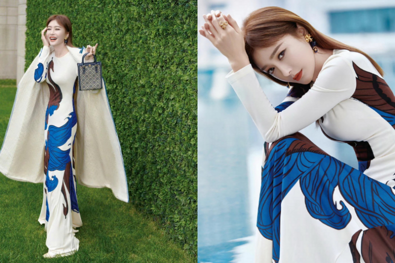 ▲秦嵐也穿上Tory Burch 2022早春針織連衣裙