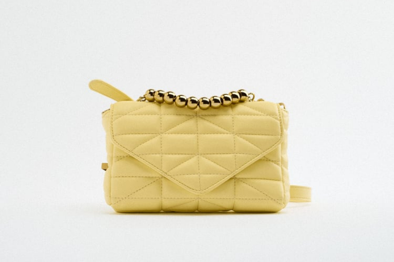 ▲ZARA 串珠絎縫單肩包，NT.1,290