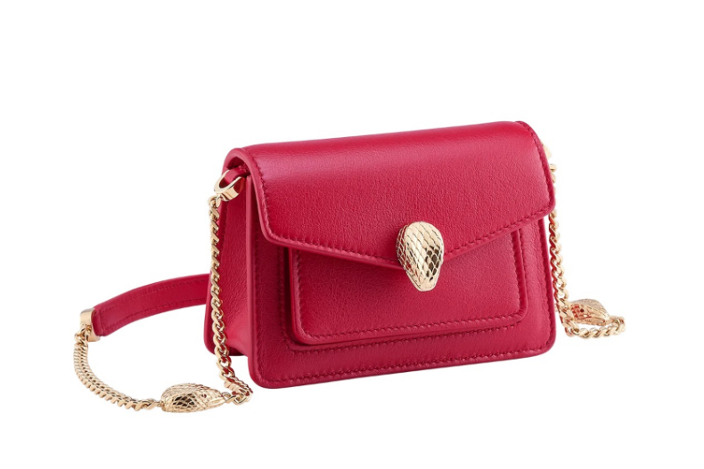 FotoJet (8) - FotoJet (8).jpg ▲BVLGARI Serpenti Forever洋紅⽯榴⽯⾊⼩⽜⽪迷你肩背包,NT.25,700