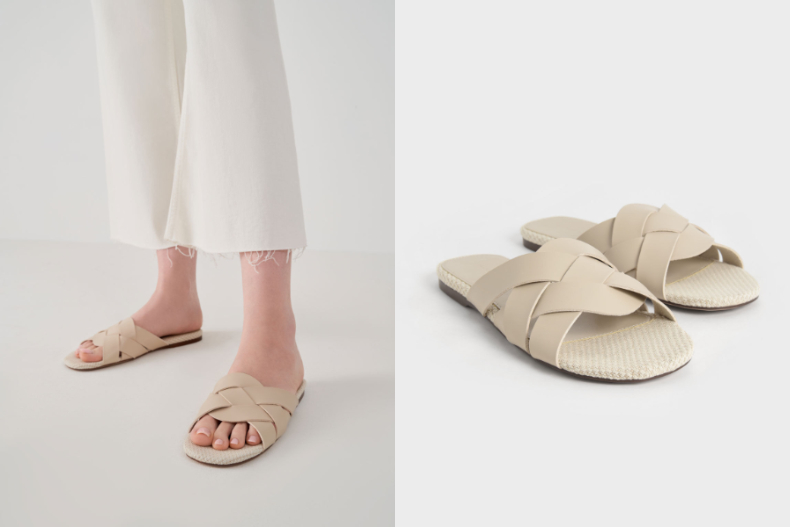 ▲CHARLES & KEITH 寬織帶拖鞋，NT.1,690