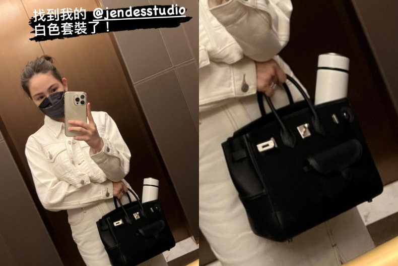 ▲昆凌曬自拍，手上拎著愛馬仕的Birkin Cargo包