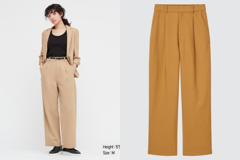 ▲UNIQLO 亞麻混紡打褶寬褲，NT.990