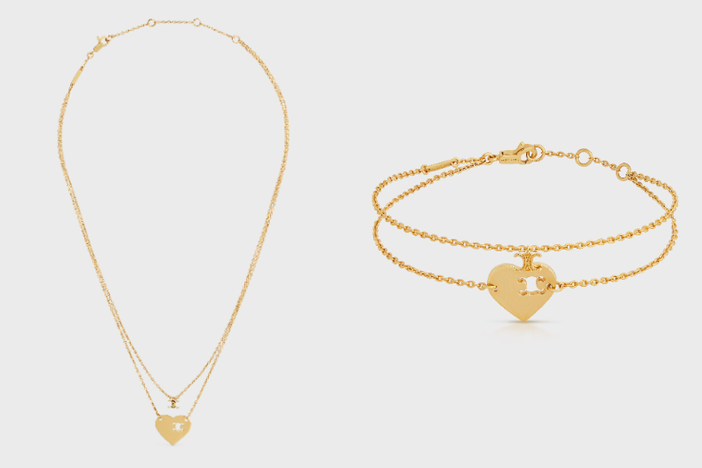 ▲金色黃銅COEUR CELINE頸鍊，NT.19,500；手鐲，NT.18,500