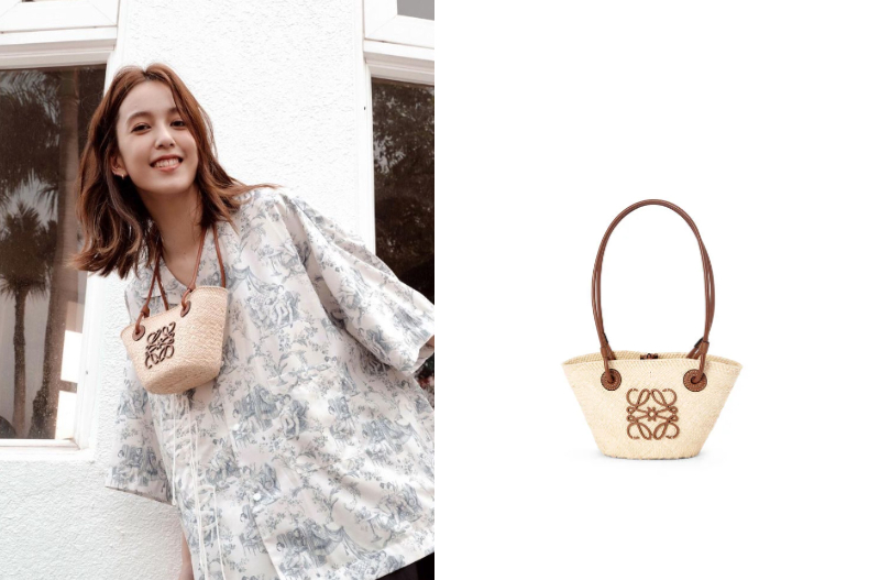 ▲LOEWE Anagram迷你伊拉卡棕櫚葉拼小牛皮水桶包,NT.20.000