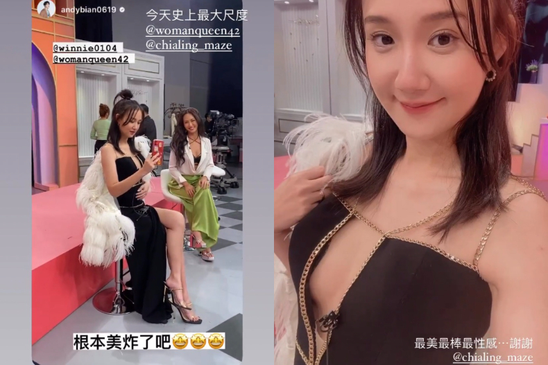 何妤玟隔空撞衫薔薔！「深V＋高衩」辣露白皙長腿，曬側乳駕馭浮誇戰袍