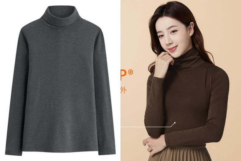 ▲lativ heatup輕磨毛高領長袖上衣，NT.350