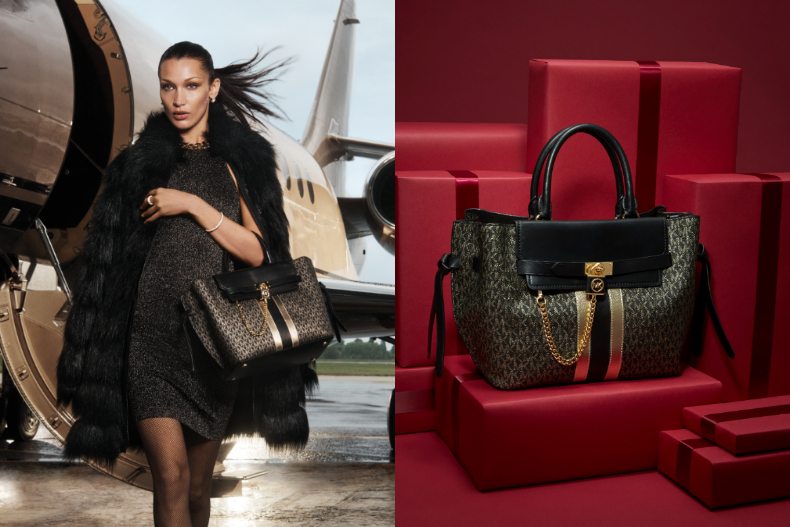 ▲Michael Kors Hamilton 黑色與金色老花兩用提包,NT.29,000