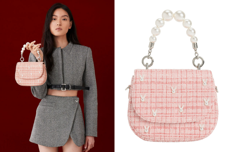 ▲CHARLES & KEITH 珍珠玉兔毛呢手提包，NT.2,990