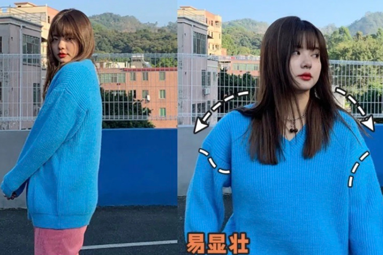 ▲oversize衣服沒穿對，也會顯胖