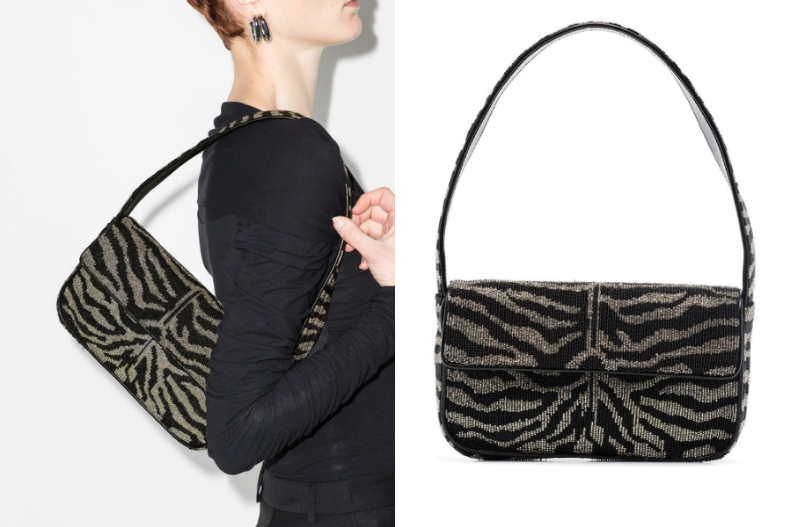 ▲STAUD Tommy beaded-zebra pattern shoulder bag，NT.14,055