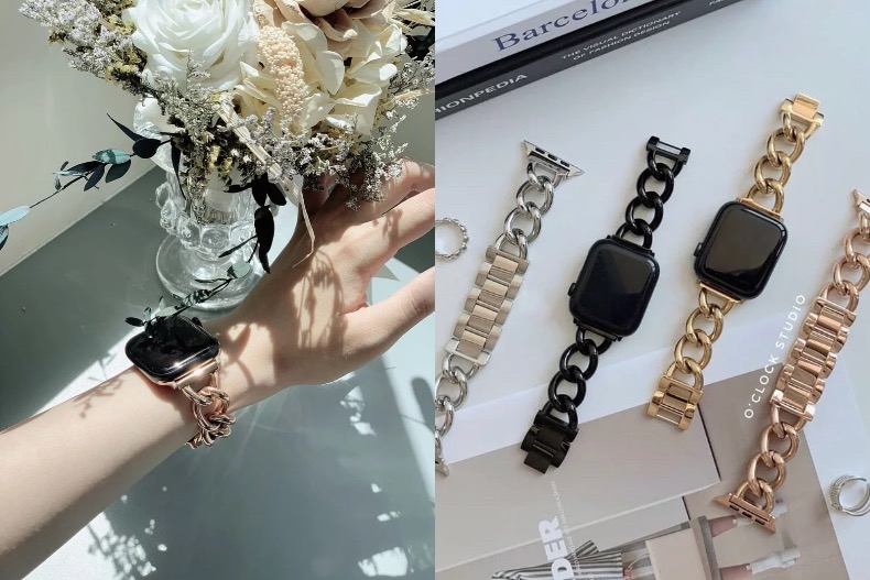 ▲APEEL STUDIO Apple Watch 雙鏈皮革不鏽鋼錶帶，NT.990。