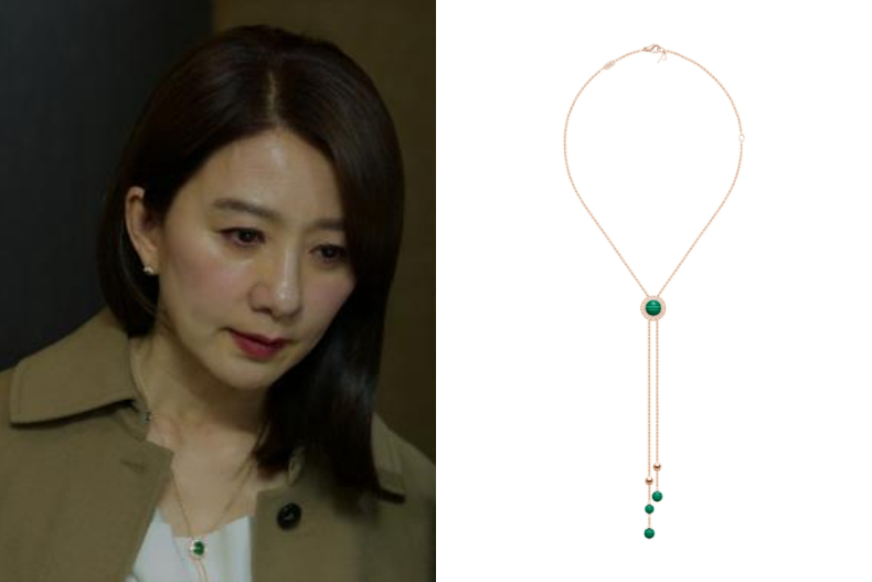▲PIAGET Possession 系列 18K 玫瑰金孔雀石鑽石流蘇項鍊，NT.276,000