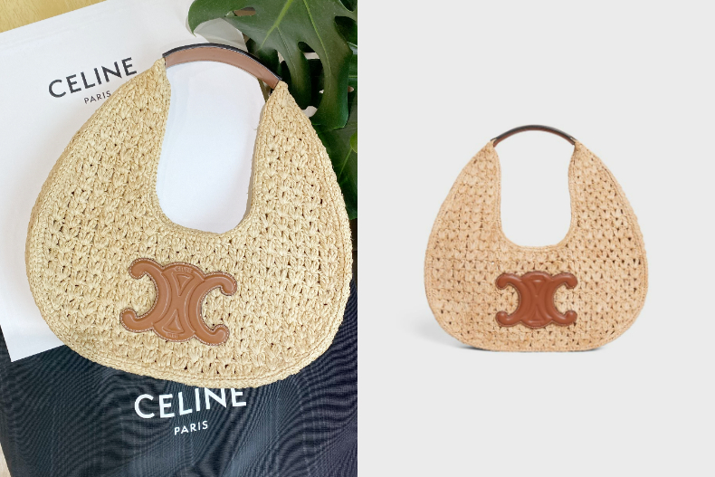 CELINE 拉菲亞及小牛皮Hobo包，NT.56,000