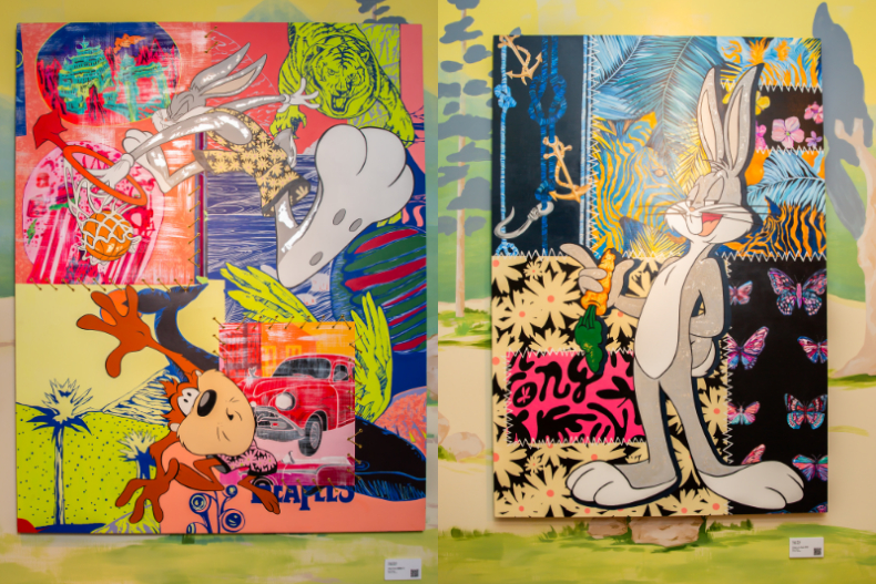 兔巴哥華麗印花太潮了！Daniel Wongx華納兄弟聯名藝術展，哈利波特、超人都成繽紛畫作