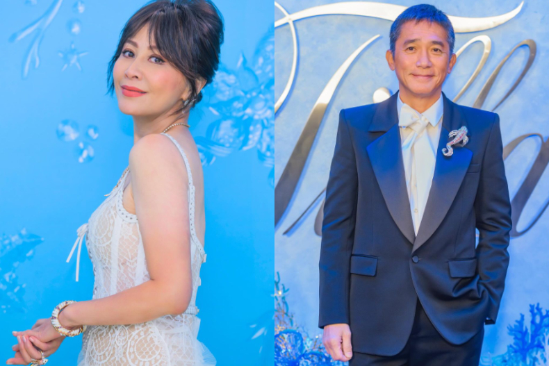 梁朝偉、劉嘉玲愛相隨！性感「透視馬甲」火辣登場，同框何超蓮網笑稱「像一家三口」