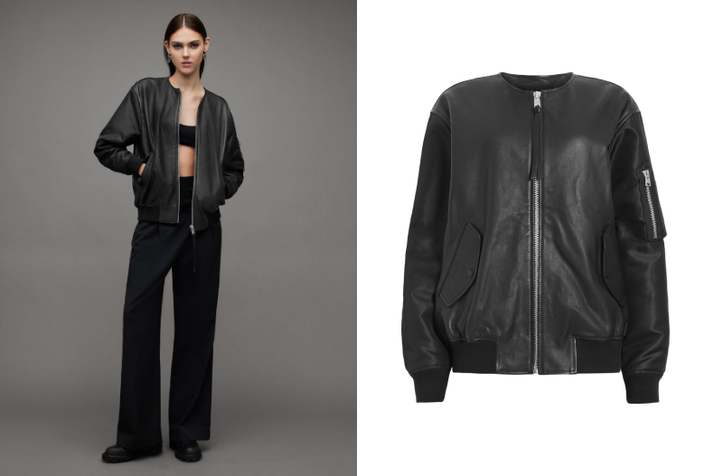 ▲秋冬保暖外套推薦：ALLSAINTS ZENE 皮革飛行員夾克