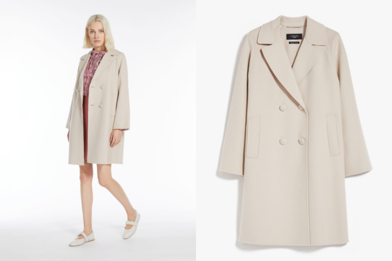 ▲秋冬保暖外套推薦：MAX MARA 雙排釦羊毛混紡大衣