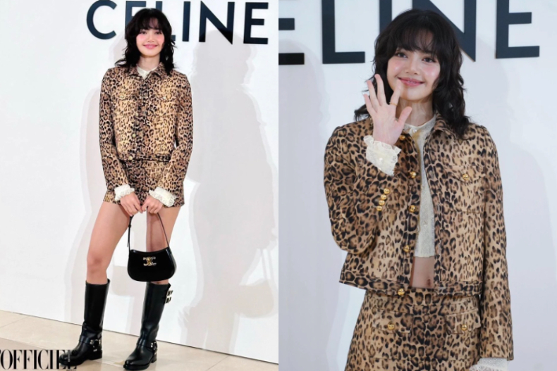 Lisa一身CELINE豹紋裝新造型美翻