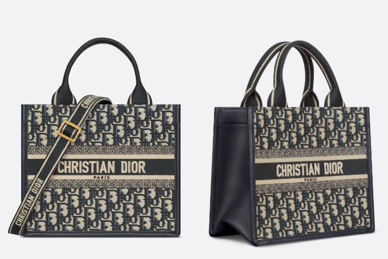 DIOR BOOK TOTE肩帶款特點2.帆布拼皮