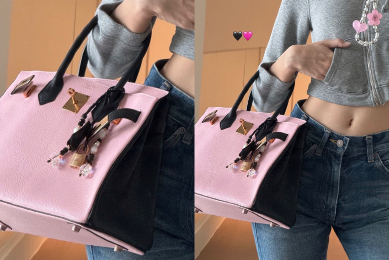 Lisa曬黑粉拼色愛馬仕Birkin 30