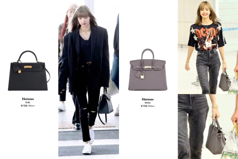 Lisa機場穿搭愛馬仕Birkin、Kelly全揹過