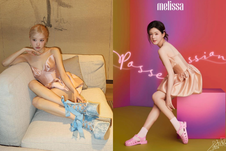 Rosé、趙露思撞衫香檳粉小禮服